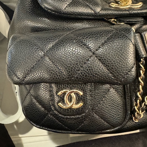 CHANEL Black Quilted Backpack with Gold Accents - Picture 5 of 6